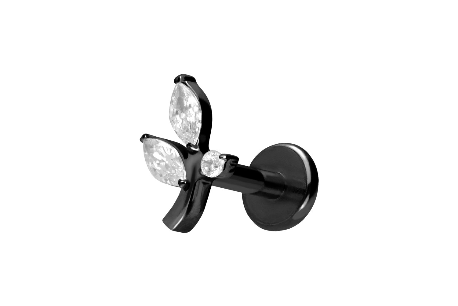 Titan Labret Piercing mit Push Fit KRISTALLZWEIG